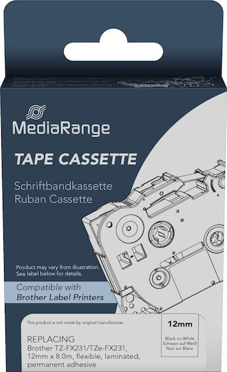 MediaRange Label Maker Tape In Black Colour Compatible With Brother TZe/TZ