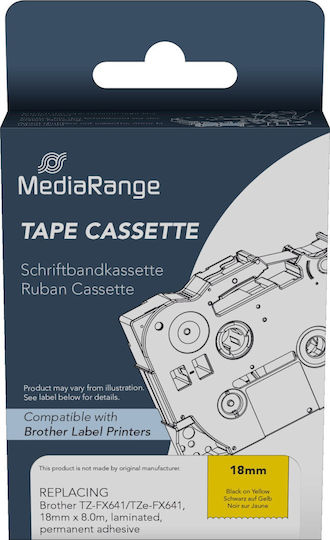 MediaRange Label Maker Tape In Black Colour Compatible With Brother TZe/TZ Dymo Rhino/IND