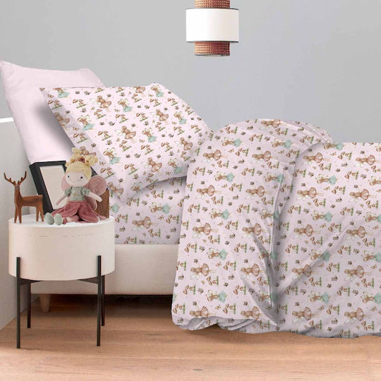 Astron Italy Сет Единични Памучни Спални Комплекти Fairy Girl Розови 170x260см 3 Бройки