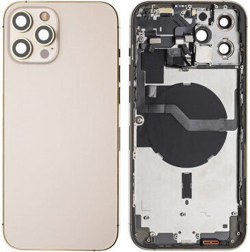 Apple iPhone 12 Pro Max Full Housing All Parts Vibra NFC Charging Connector Power Volume Flash Flex SIM Tray Gold Grade A