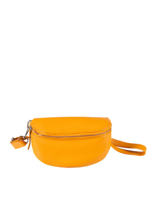 Fetiche Leather Δερμάτινο Τσαντάκι Μέσης Κίτρινο