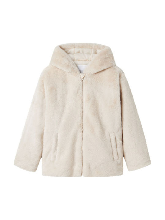 Kinderpelz mit Kapuze Beige
