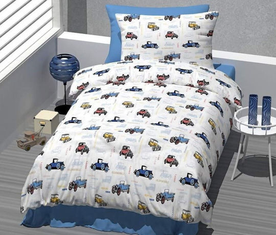 MayHome Bettwäsche-Set Einzel Mit Gummizug aus Baumwolle & Polyester Hellblau 100x200cm