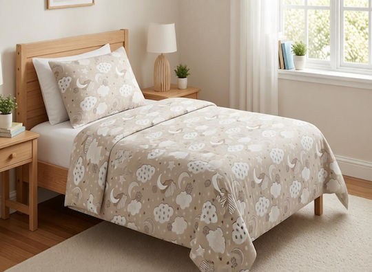 MayHome Sheet Set Semi-double from Cotton & Polyester Beige 180x240cm