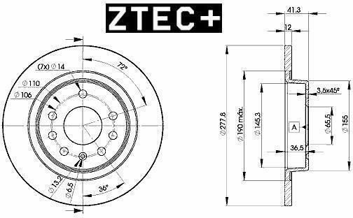 Δισκοπλακες Ztec+ Οπισθ.opel Vectra C 278*12 4266