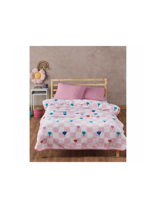 Kentia Κουβέρτα Βελουτέ Beggy Beggy Pink 220x160εκ.