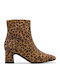 Fernie Suede Γυναικεία Μποτάκια με Μεσαίο Τακούνι Leopard