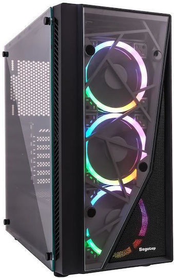 Segotep Prime XL V2 Gaming Middle Tower Carcasă Calculator cu Fereastră Laterală și Iluminare RGB Negru