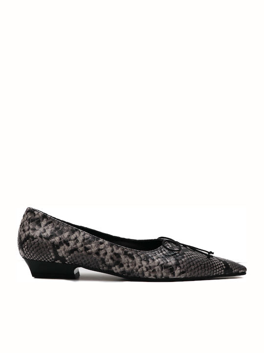 Leather Gray Low Heels Animal Print