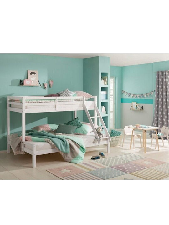 Kids Bed Bunk Single with Storage Space White for Mattress 90x200cm