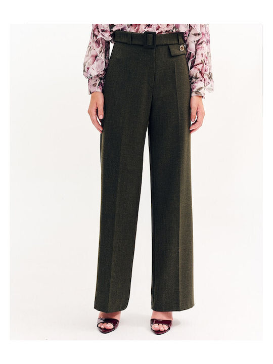 Damen Stoff Hose Olive