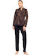 Pink Label Winter Damen Pyjama-Set Black