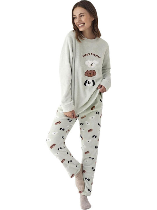 Promise Winter Women's Pyjama Set Bay Leaf Mint