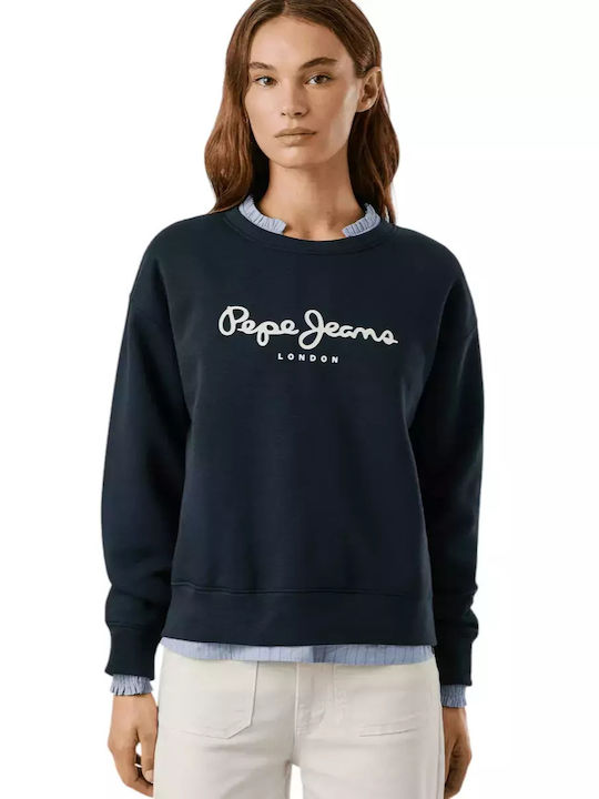 Pepe Jeans Μακρύ Γυναικείο Φούτερ Μπλε Σκούρο