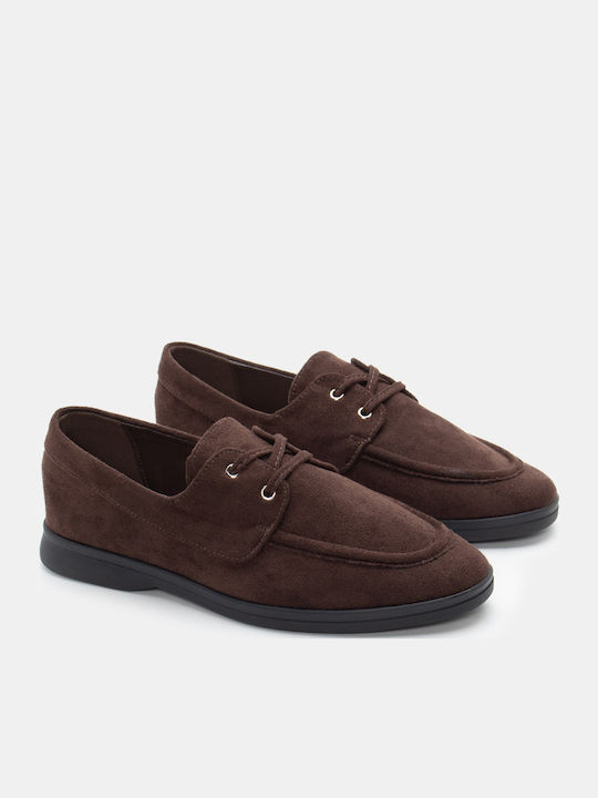 Luigi Leather Women's Moccasins in Brown Color