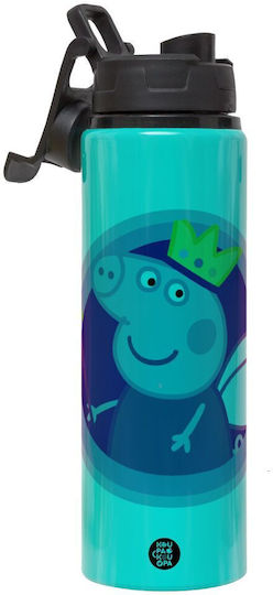 Koupakoupa Queen Детска Бутилка За Вода Peppa Pig Алуминий С Винтова Капачка Non Spill Тюркоазен 850мл