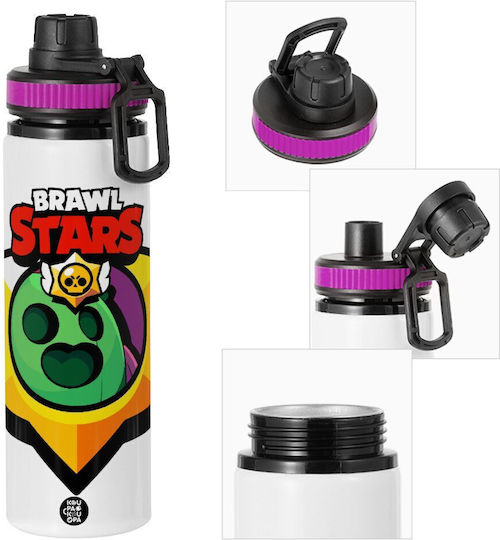Koupakoupa Kids Water Bottle from Aluminium Brawl Stars with Screw-on Cap Non Spill Purple 850ml