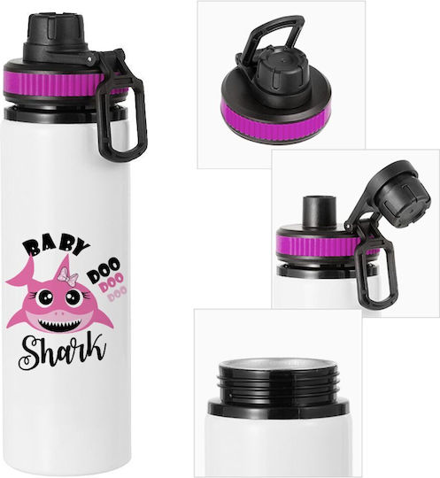 Koupakoupa Baby Shark Kids Water Bottle made of Aluminium Baby Shark with Screw-on Cap Non Spill Multicolour 850ml
