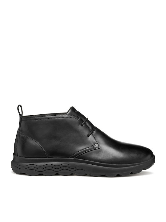 U Spherica B Leather Black Men's Boots