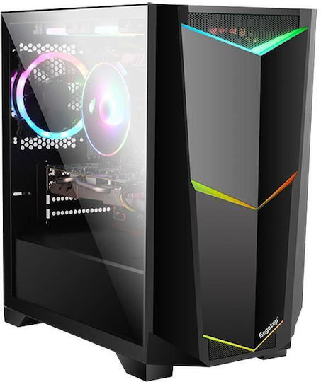 Segotep Ares Геймърско бюро Midi Tower Компютърна кутия с ARGB осветление Черен