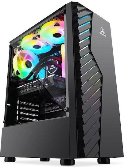 Segotep Nova V1 Геймърско бюро Midi Tower Компютърна кутия със страничен прозорец и ARGB осветление Черен