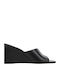 Leather Mules with High Heel in Black Color