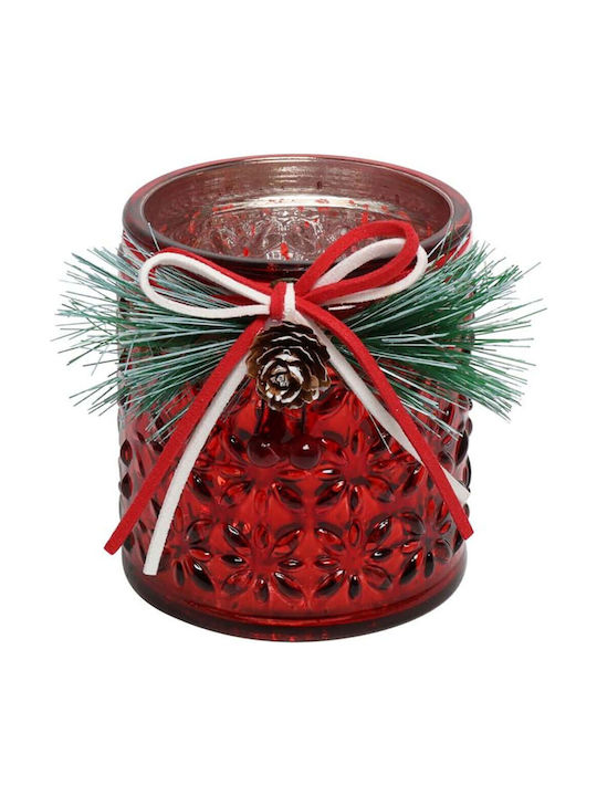 Atmosphera Christmas Glass Red Candlestick 9x8cm