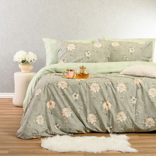 Melinen Gianna Σετ Σεντόνια Υπέρδιπλα 235x270εκ. Grey/aqua (4τμχ)