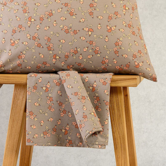 Melinen Bettwäsche-Set mit 2 Kissenbezügen Super-Doppel mit Gummiband 160x200+32cm. Cesare Apricot 3Stück