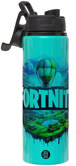 Koupakoupa Fortnite Land Metallische Kinder Trinkflasche Mit Sicherheitsverschluss Aus Aluminium 850ml