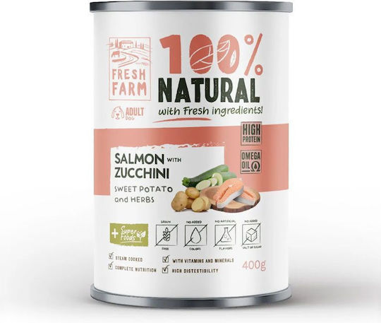 Fresh Farm Wet Food Dogs with Salmon, Pumpkin, Meat and Vegetables 400gr