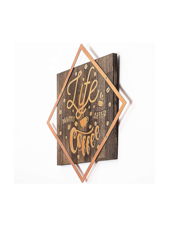 Wallity 3D Mixed Art Life Rose Gold Wooden Wall Decor 54x54cm