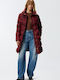 Usoa Lang Damen Puffer Jacke für Winter Merlot