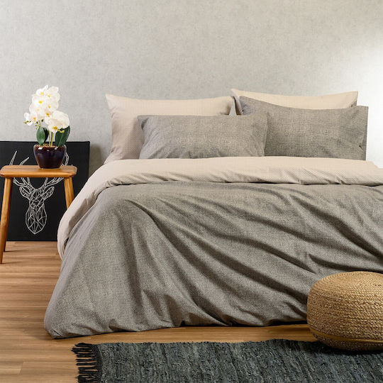 Melinen Cotton Single Duvet Cover 165x245 Luca Gray