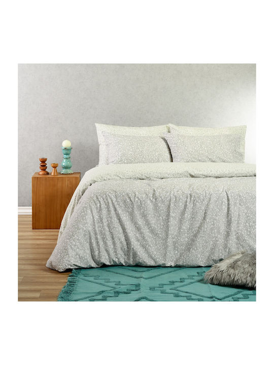 Melinen Sheet Sets Double 205x270cm. Leo Aqua/g...