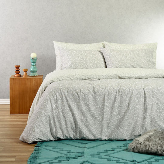 Melinen Sheet Sets Queen 235x270cm. Leo Aqua/grey 4pcs
