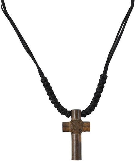 Handmade Prayer Beads Necklace Wooden Cross Adjustable Cord