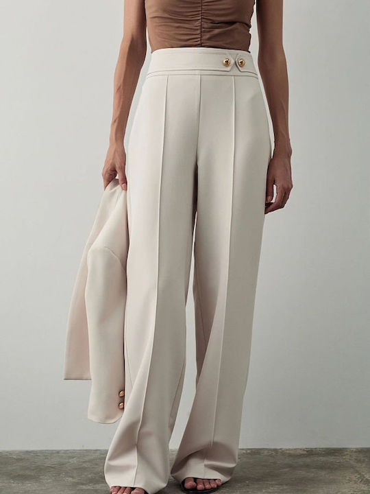 BSB Damen Hoch tailliert Stoff Hose Vanilla
