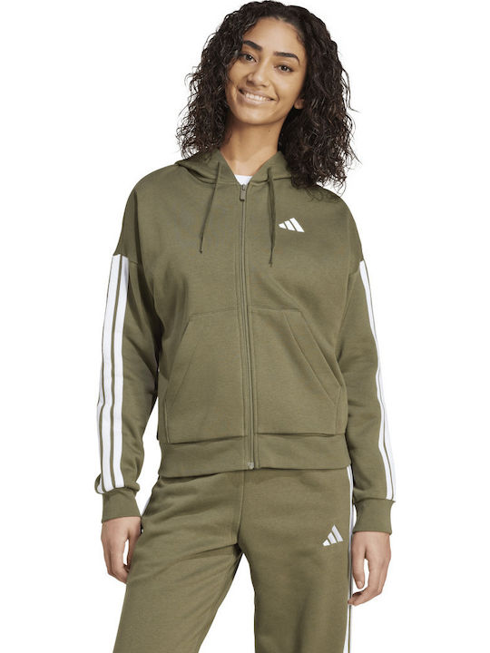 adidas Essentials 3-stripes Women's Sweatshirt Hooded Khaki JX7703