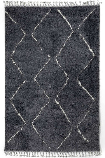 Ezzo Soffice B600AX2 Χαλί Ορθογώνιο Shaggy με Κρόσια Anthracite 200x290cm