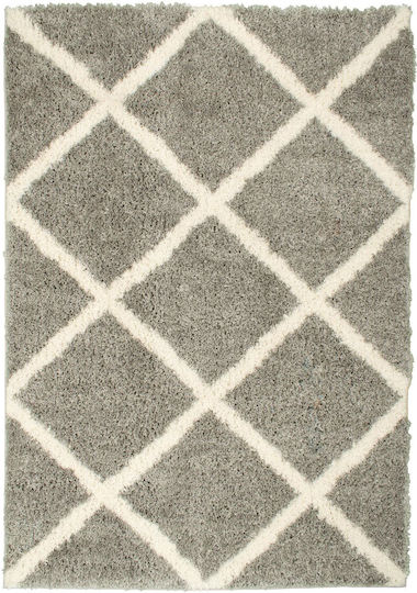Koulis Carpets Puffy 3662A Teppich Rechteckig Zottelig Synthetisch,Polyester/Cotton/Leather Grey