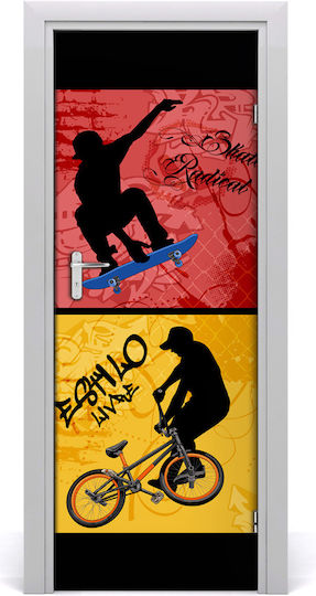 Bike Skateboard Самозалепващa Стенна Мурала Врати 75x205 См