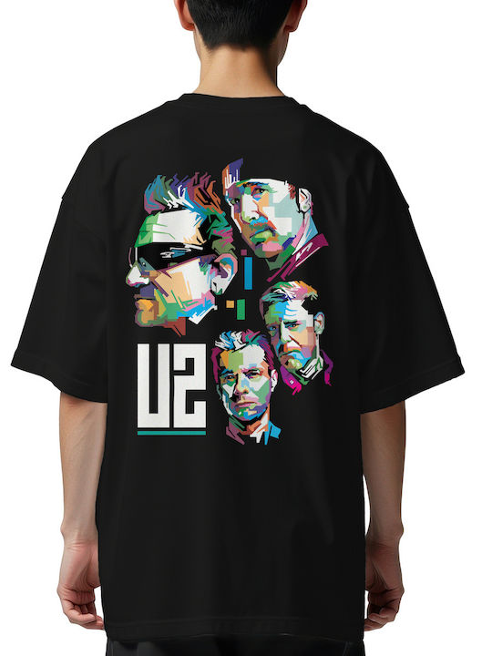 Oversized T-shirt U2 Art1 Rock Avenue Black