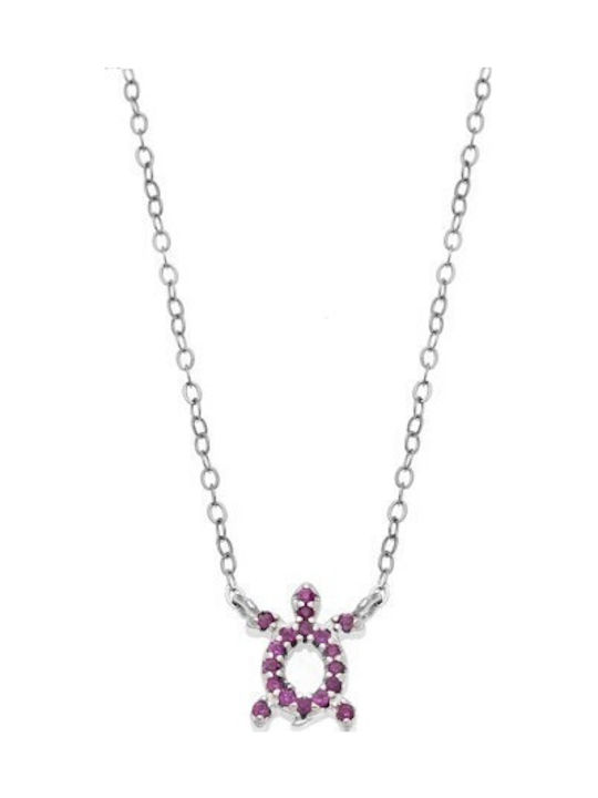 Senza Doppeltes Halskette aus Silber Fuchsia