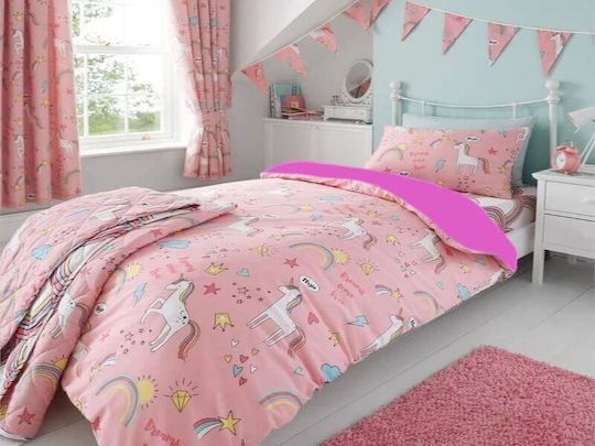 Pătură pentru copii Single Unicorni Pink 150x230buc