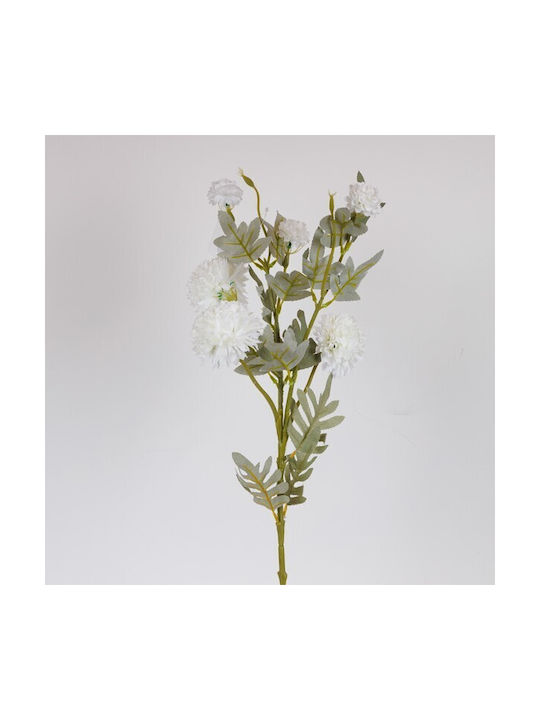 Flower Branch Chrysanthemum Ball White 77cm Pack of 6 Pieces