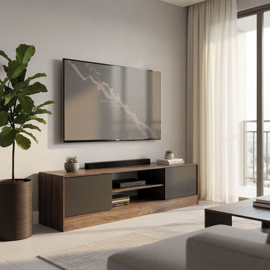 Έπιπλο Τηλεόρασης Sasa Oak-ανθρακί Μ150xΠ35xΥ41.5cm