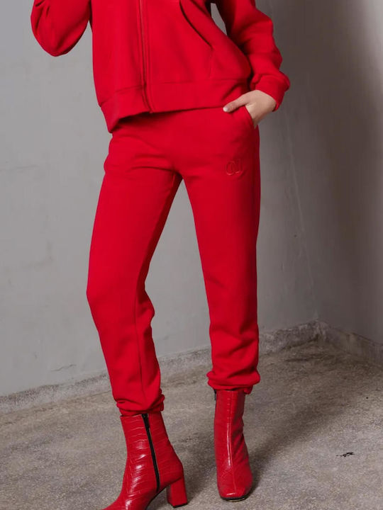 Collectiva Noir Damen Stoff Hose Noir, Polar Red