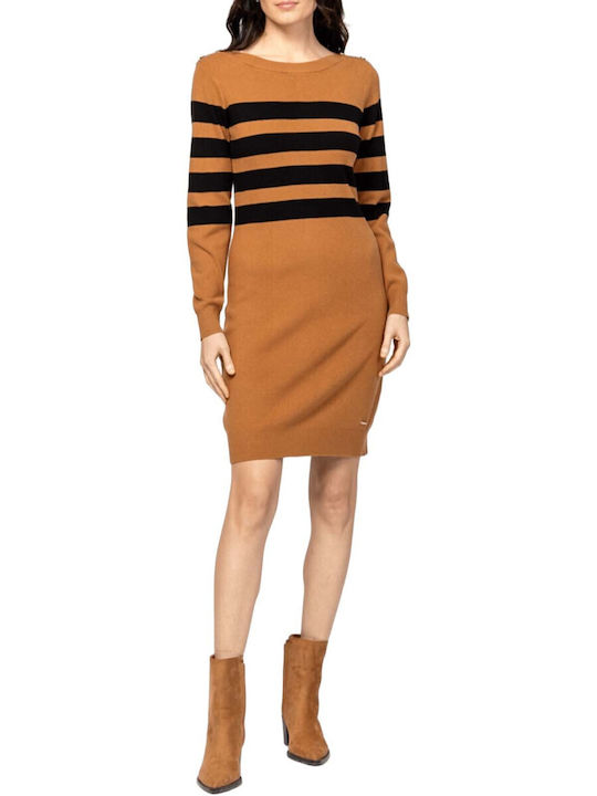 Mini Shirt Dress Knitted Caramel