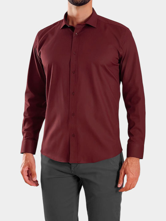 3Guys Long-sleeved Cotton Shirt Burgundy